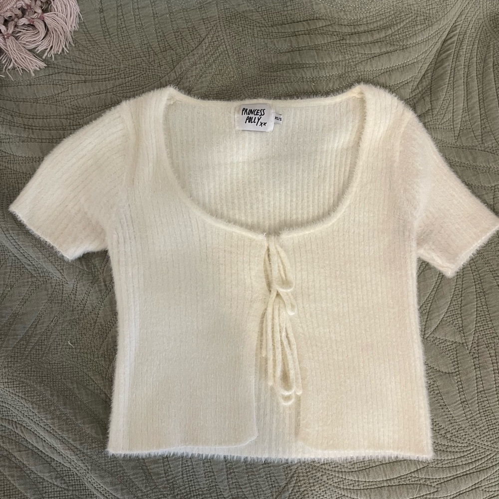 Princess Polly Cream Knit Top